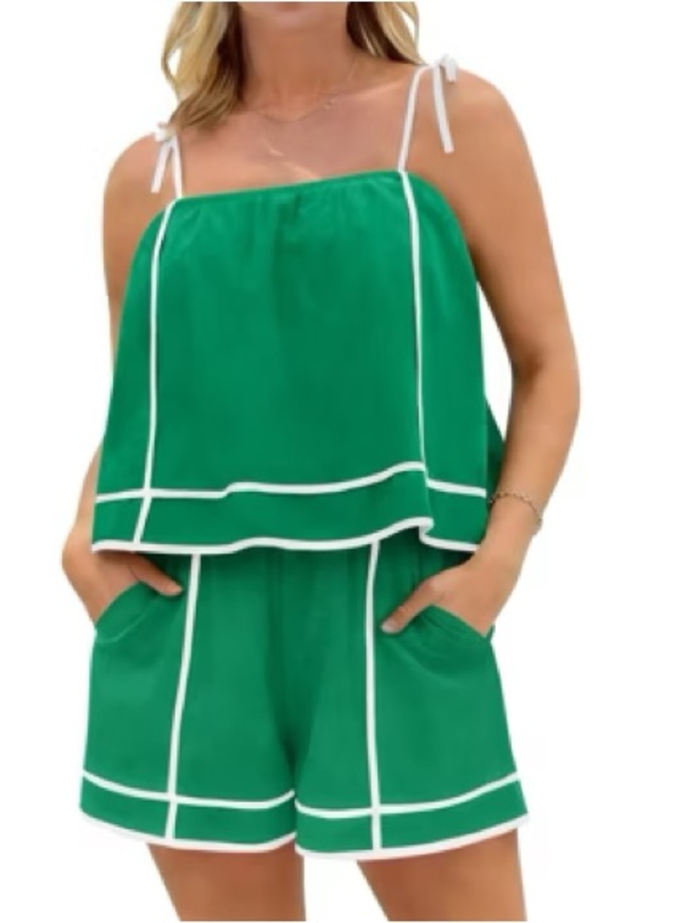 adidas Emerald Green Tank with White Piping